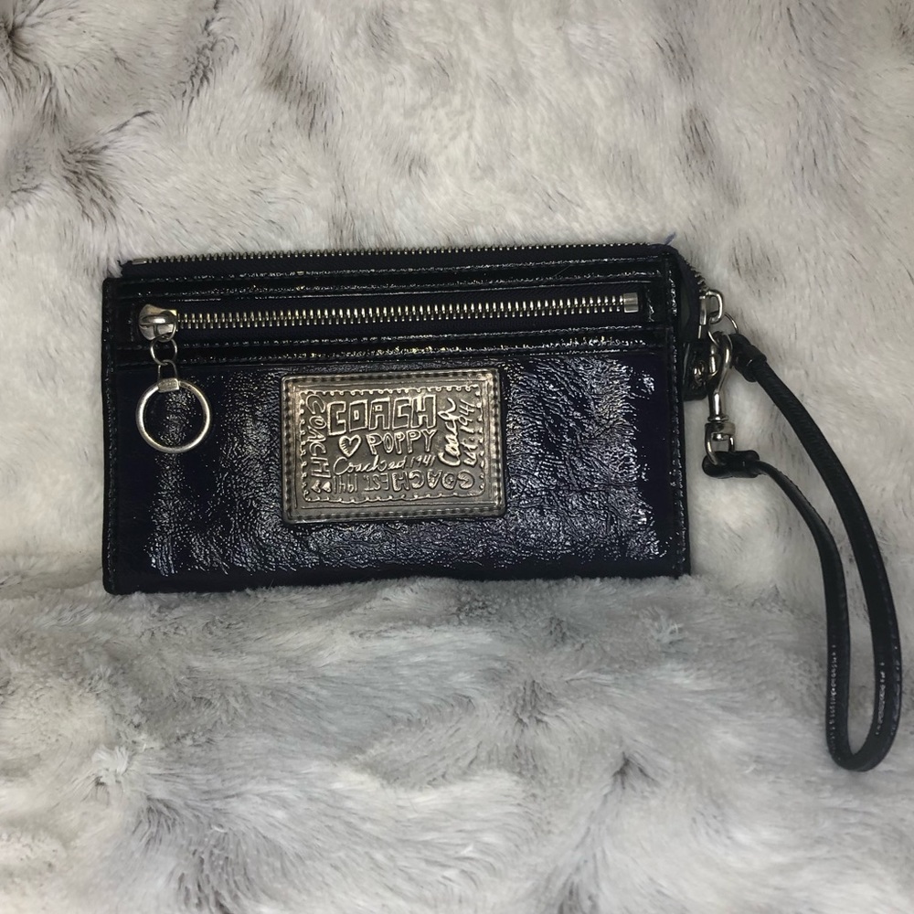 Coach Poppy Metallic Purple Wristlet